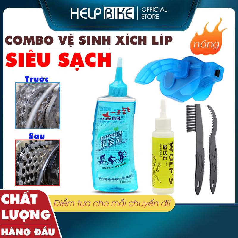 COMBO Vệ sinh bảo dưỡng xích líp siêu sạch, Bộ rửa xích chuyên dụng cho xe đạp tiện lợi - CBVS