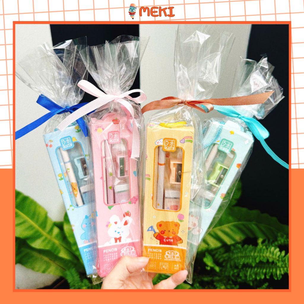 Set Dụng Cụ Học Tập Quà Tặng Học Sinh Giá Rẻ - Sổ Tay, Bút Chì, Thước Kẻ, Bao Bì Gói Quà Đẹp Dịp 20/10, Phụ Nữ, Noel