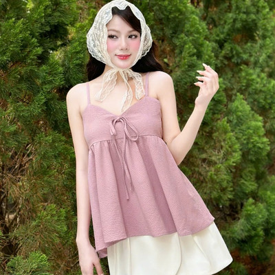 YU CHERRY | Áo hai dây nơ trước ngực CHERRY BLOOM CAMI TOP YA518