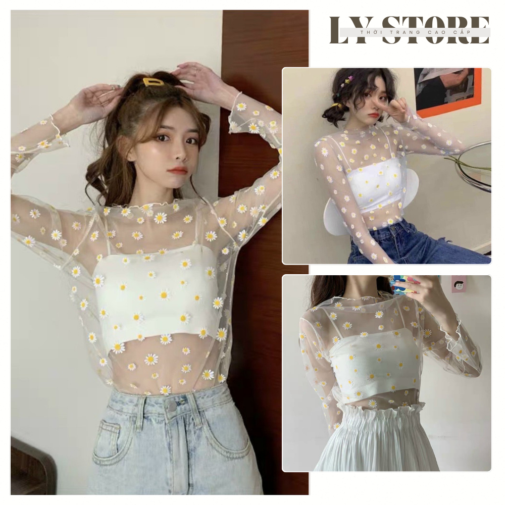 Aó Lưới Hoa Cúc tay Dài,LY STORE