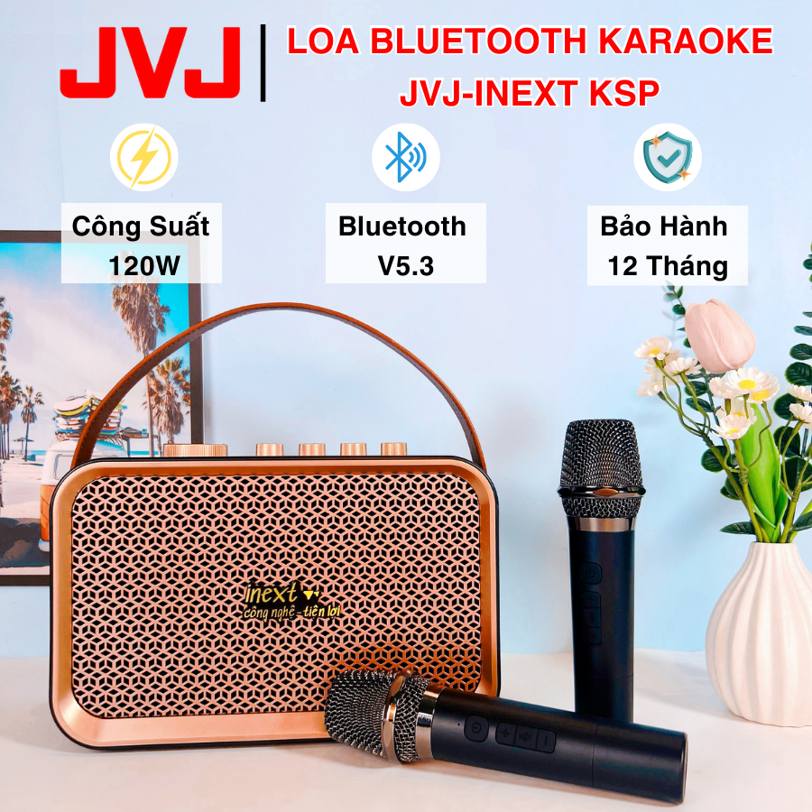 Loa Bluetooth Karaoke 2 Mic JVJ-Inext 901BT, Kèm 2 Mic hát Công Suất 120W- Bảo Hành 12 Tháng