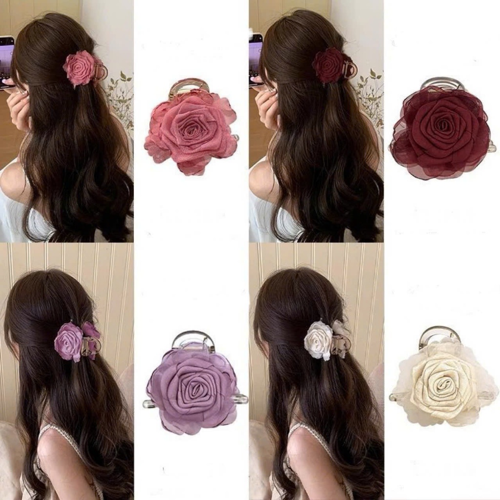 Kẹp Tóc Hoa Hồng Cao Cấp Size Vừa Phong Cách Hàn Quốc