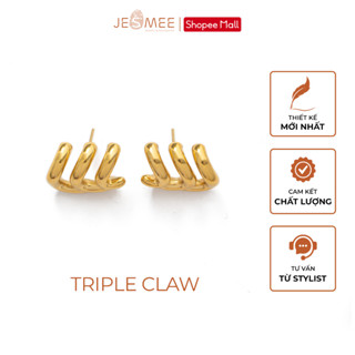 Khuyên tai nữ Triple Claw Hoop Jesmee thiết kế gợn sóng tinh tế thu hút ánh nhìn- E65020