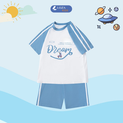 Đồ bộ bé gái phối viền Dream - Quần áo cho bé chất liệu thun cotton - Loza Kids BF311