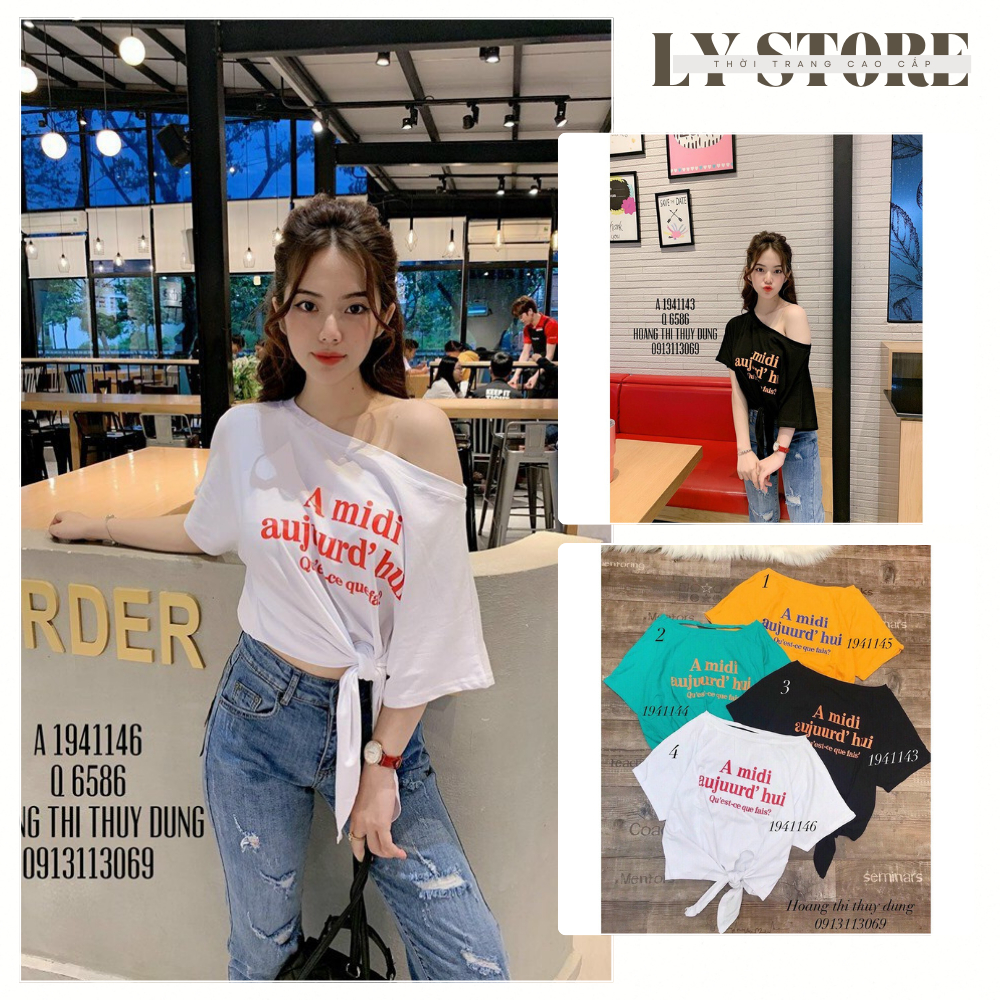 Áo Kiểu Nữ💥𝑭𝑹𝑬𝑬𝑺𝑯𝑰𝑷💥Áo Lụa Lệch Vai Cột Nơ Eo,Áo Kiểu Nữ,LY STORE