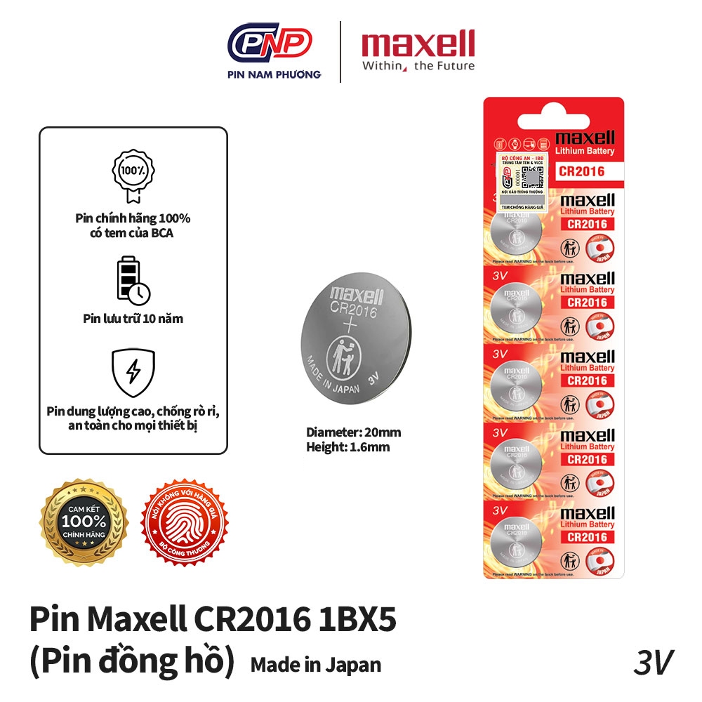 Pin Maxell CR2016 3V Lithium Chính Hãng - Pin Remote, Pin Đồng Hồ, Pin Cmos, Pin Cúc Áo