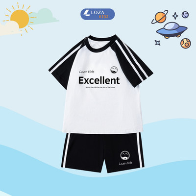 Đồ bộ bé gái, bé trai phối viền Excellent  - Quần áo cho bé chất liệu thun cotton - Loza Kids BF329