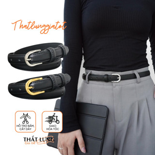 Thắt lưng nữ da thật mặt bạc bản nhỏ 1.8cm (Hỗ trợ bấm, cắt dây nịt) TLD441 - Thắt Lưng Giá Tốt