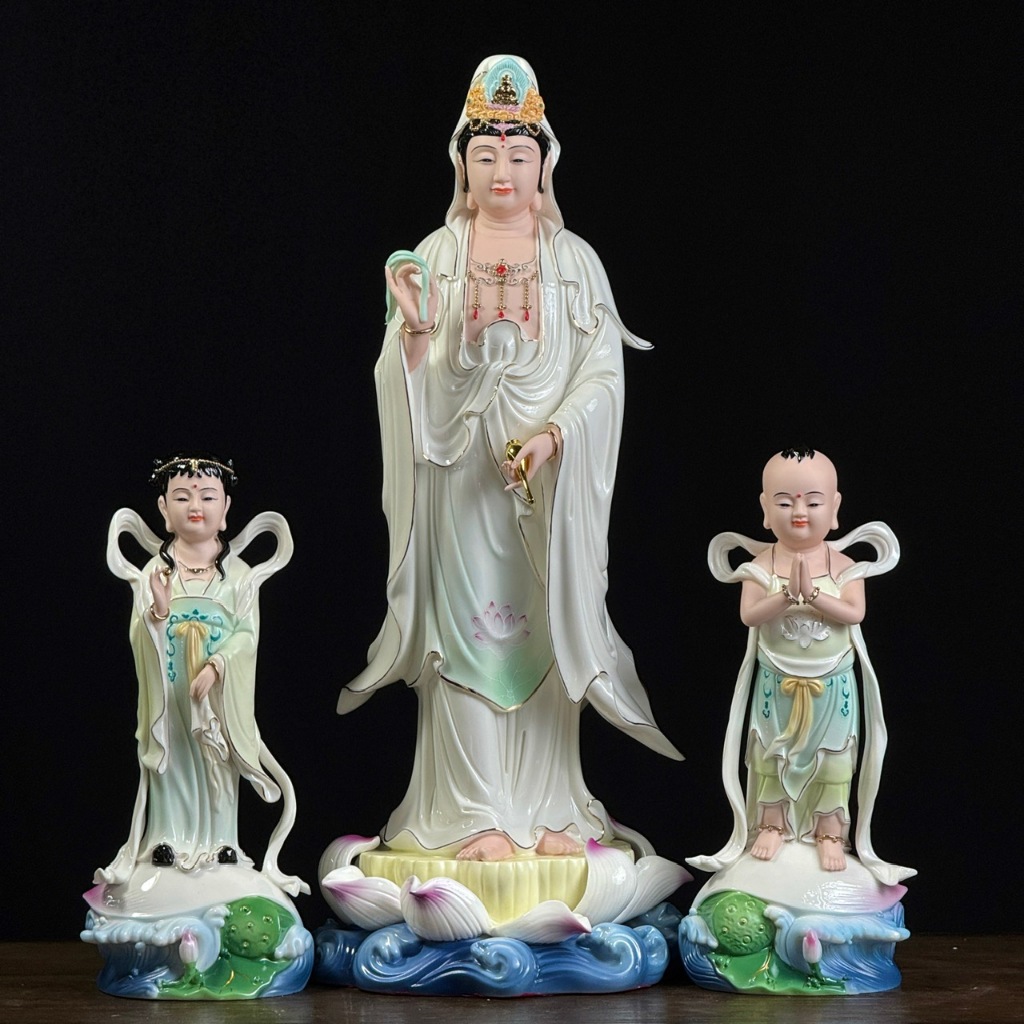 Tượng Mẹ Quan Âm đứng, Tượng Phật Quan Âm Bồ Tát đứng toà sen - Tượng Bồ Tát Quan Âm cao 46cm - Chất