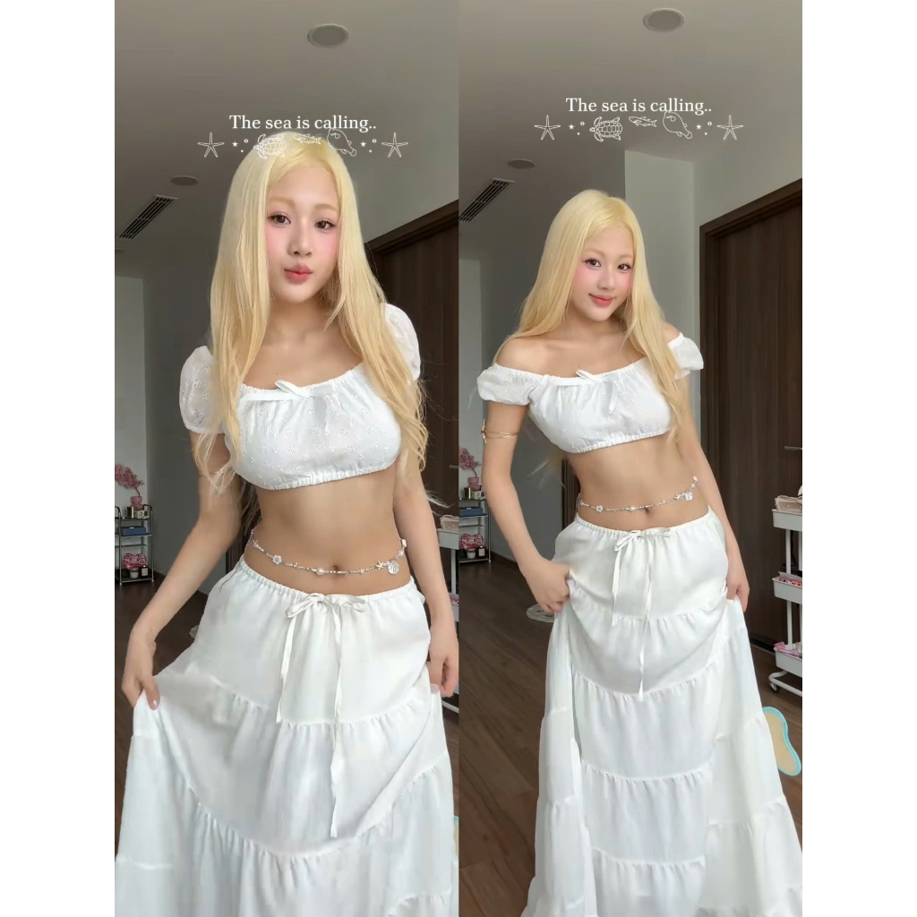 Áo crotop nữ mùa hè cổ tròn tay phồng TINI phối ren ôm body quyến rũ - 𝐊𝐈𝐋𝐋 𝐒𝐘𝐒𝐓𝐄𝐌 | BigBuy360 - bigbuy360.vn