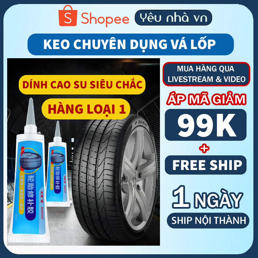 [Hàng Loại 1] Keo Vá Lốp, Sửa Lốp Nứt, Vết Rách Lốp Cho Ô tô, Xe Máy, Đàn Hồi Cao, Chịu Nhiệt Tốt - Yêu Nhà VN