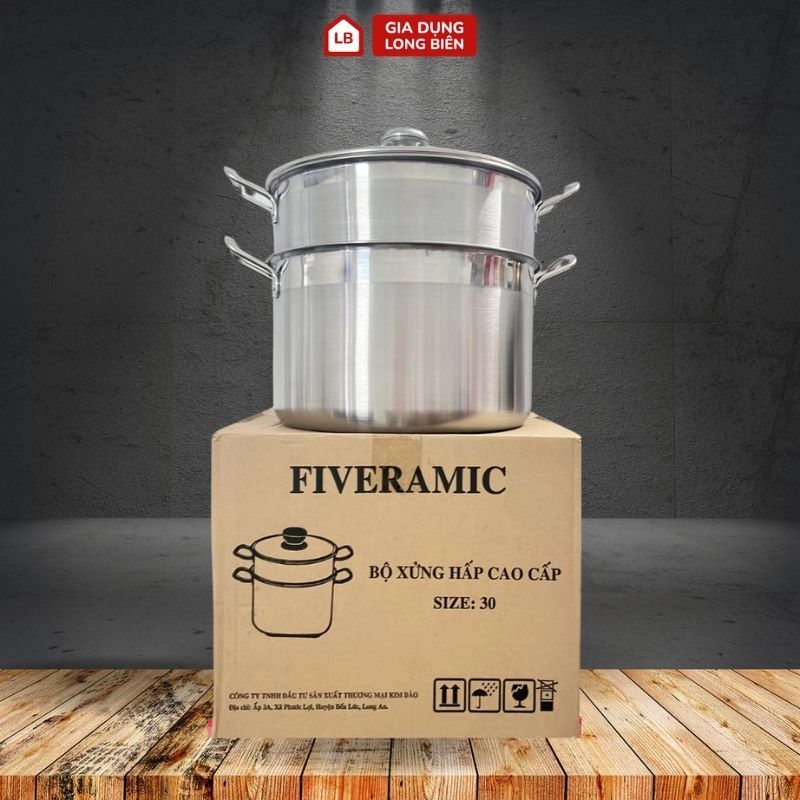  Bộ Nồi Hấp 2 Tầng FIVER 30cm Vung Kính Inox 430 Nồi Hấp Xôi Luộc Gà Đa Năng Cho Gia Đình 
