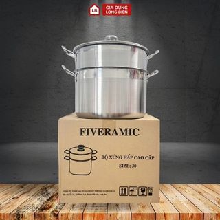  Bộ Nồi Hấp 2 Tầng FIVER 30cm Vung Kính Inox 430 Nồi Hấp Xôi Luộc Gà Đa Năng Cho Gia Đình 