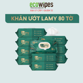 KHO Q12_Thùng 10 Gói Khăn Ướt LAMY Gói 80 Tờ Không Mùi An Toàn Lành Tính Cho Trẻ Sơ Sinh Và Em Bé