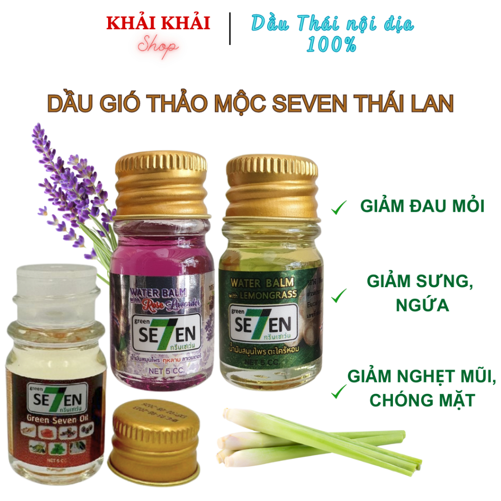 [Đủ mùi] Dầu gió thảo dược Seven Thái Lan, Dầu gió Thái Lan Se7en oil 5ml