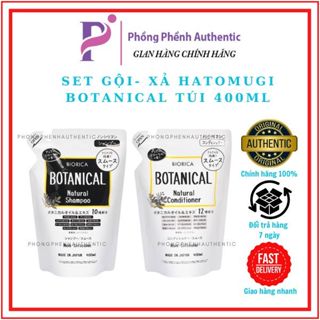  1 Túi Dầu gội Dầu Xả Hatomugi Botanical Táo Đen Nhật Bản giảm rụng kích mọc tóc phục hồi hư tổn 400ml - PHỒNG PHỀNH 