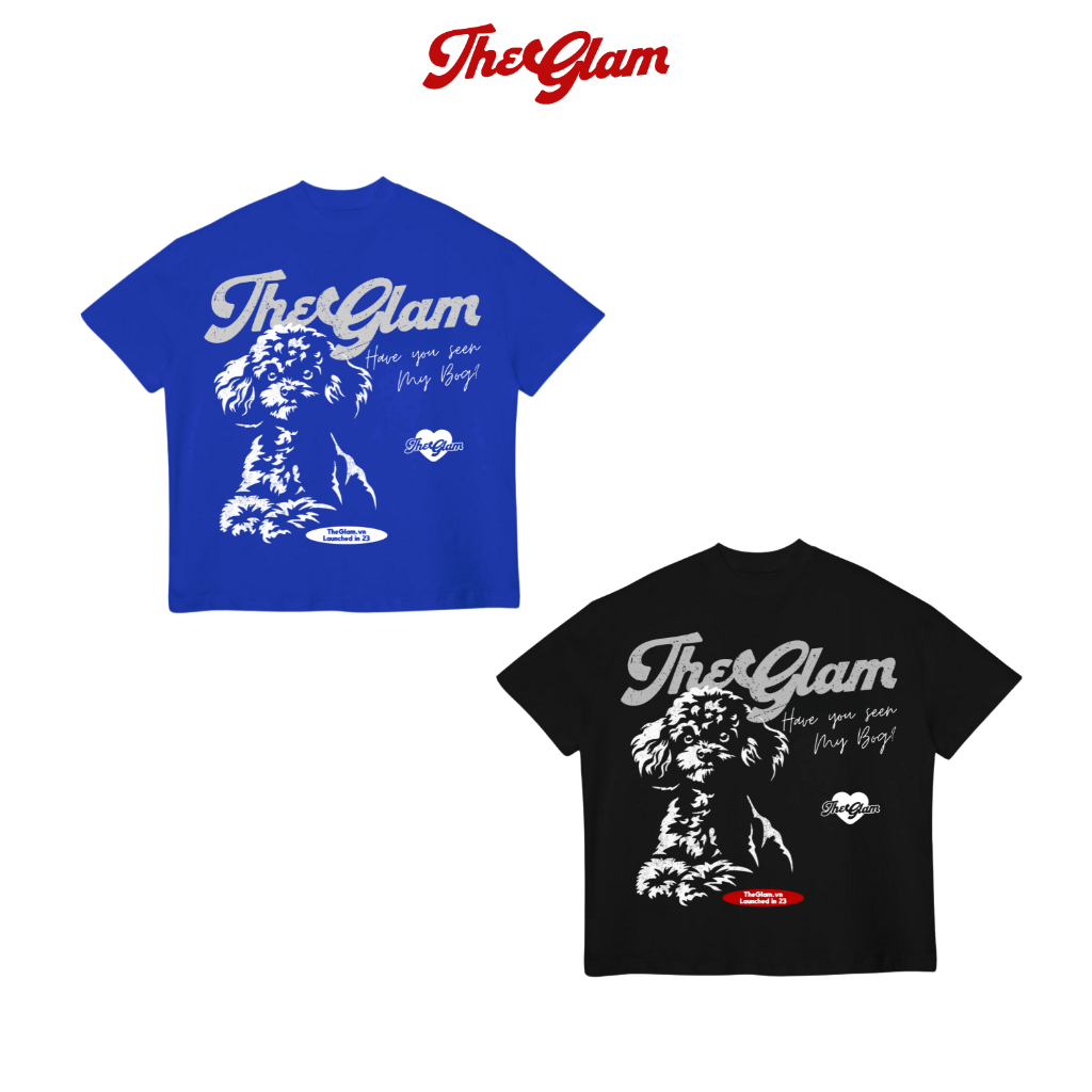 CHÍNH HÃNG - Áo Thun Form Boxy UNISEX DOG "MY BOY" - Áo thun Màu Xanh/Đen - TheGlam