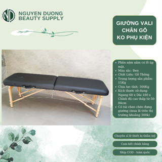 [HCM] Giường Xếp Vali Phun Xăm Chân Gỗ - Spa, Nối Mi, Phun Xăm, Tatoo, Massage