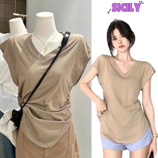 Áo thun cánh dơi nữ tay ngắn Sicily Áo thun dáng rộng rúm eo nhẹ AT105