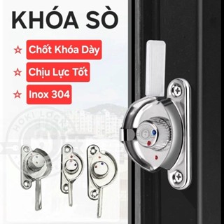 Khóa Sò Vặn Xanh Đỏ Inox 304 cho Cửa Sổ Lùa, Cửa trượt, có kèm móc khóa