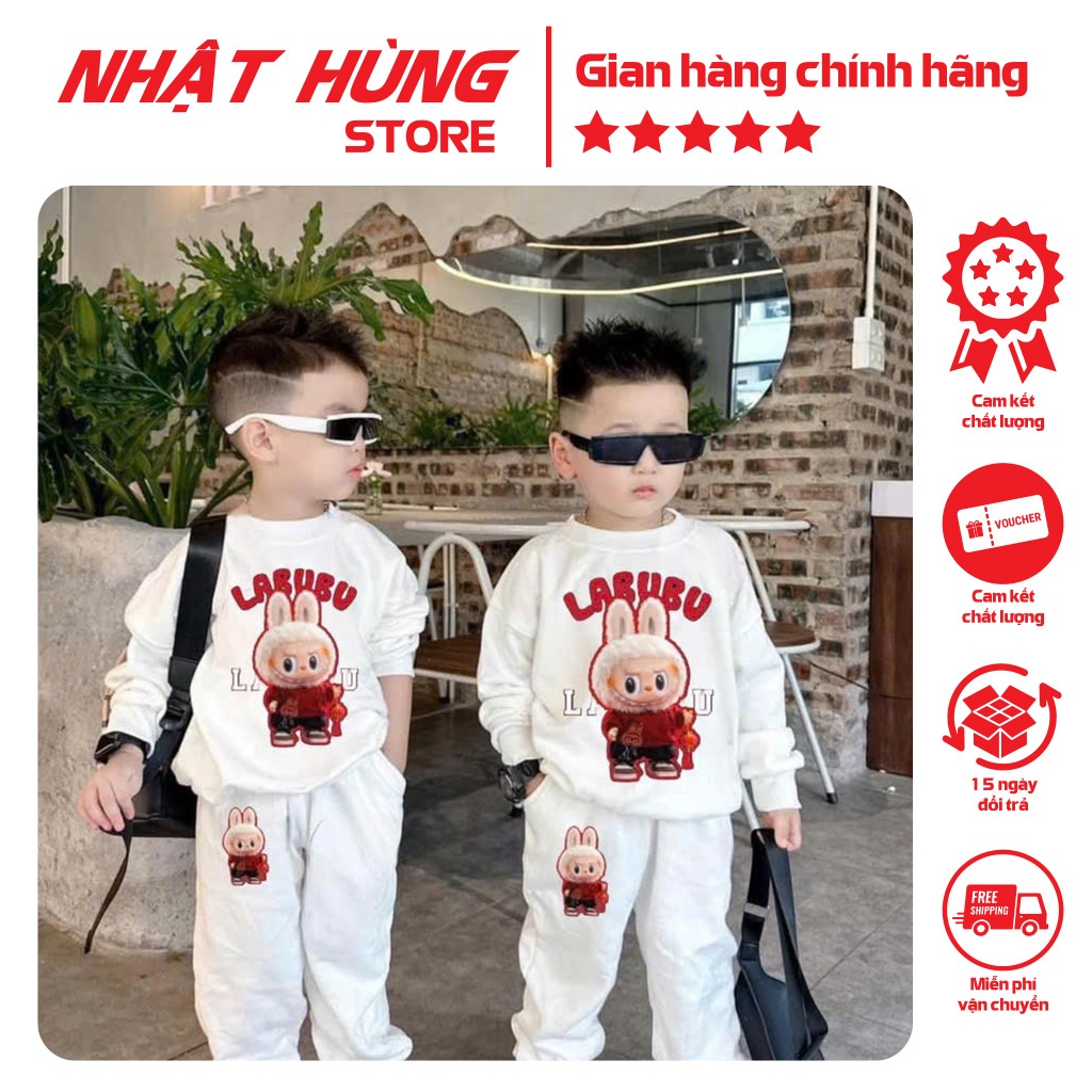 Bộ quần áo nỉ 2 da dài thu đông in BUBU LỒNG ĐÈN cho bé trai bé gái từ 10-63kg hiệu Nhật Hùng NH59