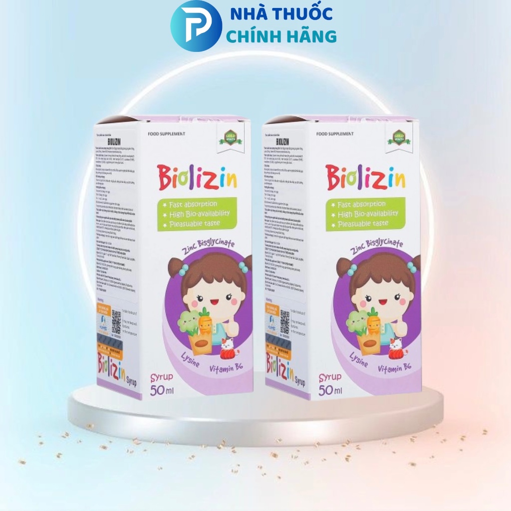 Biolizin Kẽm Hữu Cơ Lysine B6 Giúp Bé Ăn Ngon Tăng Đề Kháng Bổ Sung Kẽm Chai 50ml