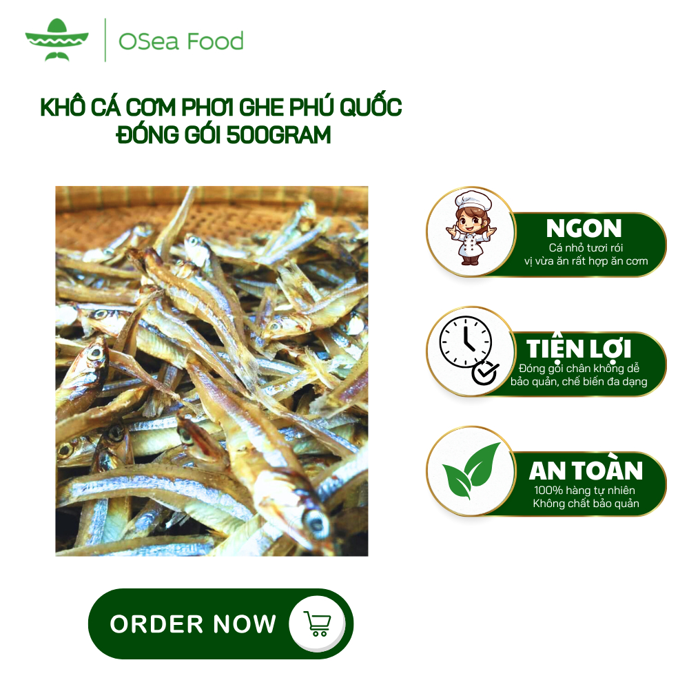 Khô Cá Cơm Phú Quốc Phơi Ghe Tự Nhiên Loại 1 - Cá Cơm Khô Nguyên Con Ngọt Thanh, Không Mặn, Hút Chân Không Tiện Lợi