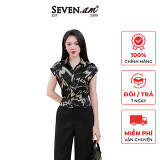  Áo sơ mi bo gấu họa tiết chữ in 3d thời trang nữ Seven.AM H103231D 