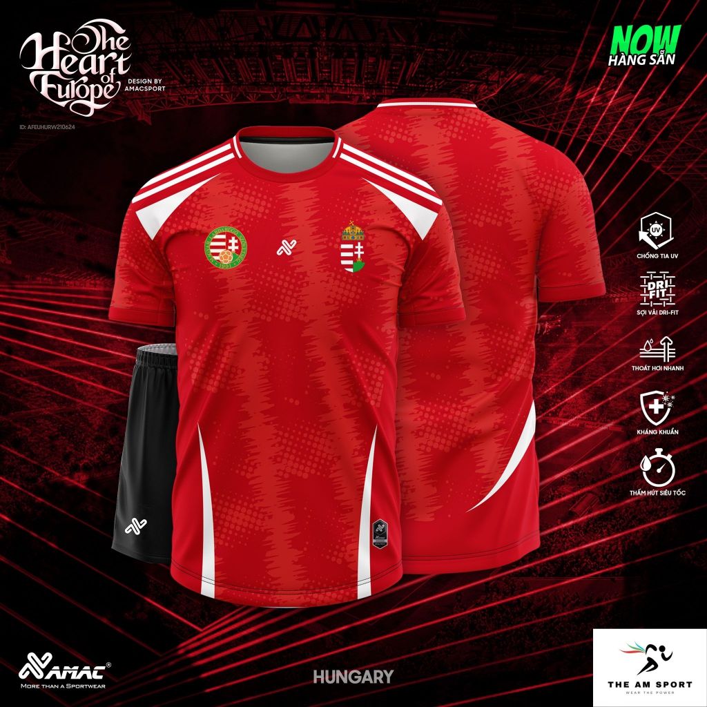 [In Tên & Số] Bộ Quần Áo Đá Bóng AMAC Europe Hungary - Thoáng Mát, Thấm Hút Tốt | The AM Sport