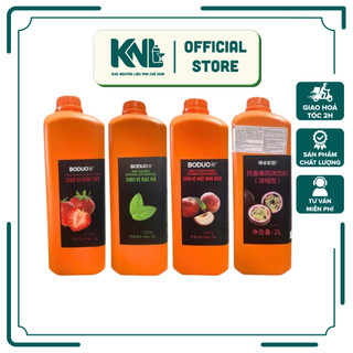 Nước Hương Trái Cây Pha Chế Boduo 2L – Vị Dâu, Bạc Hà, Chanh Dây, Đào Mật Ong
