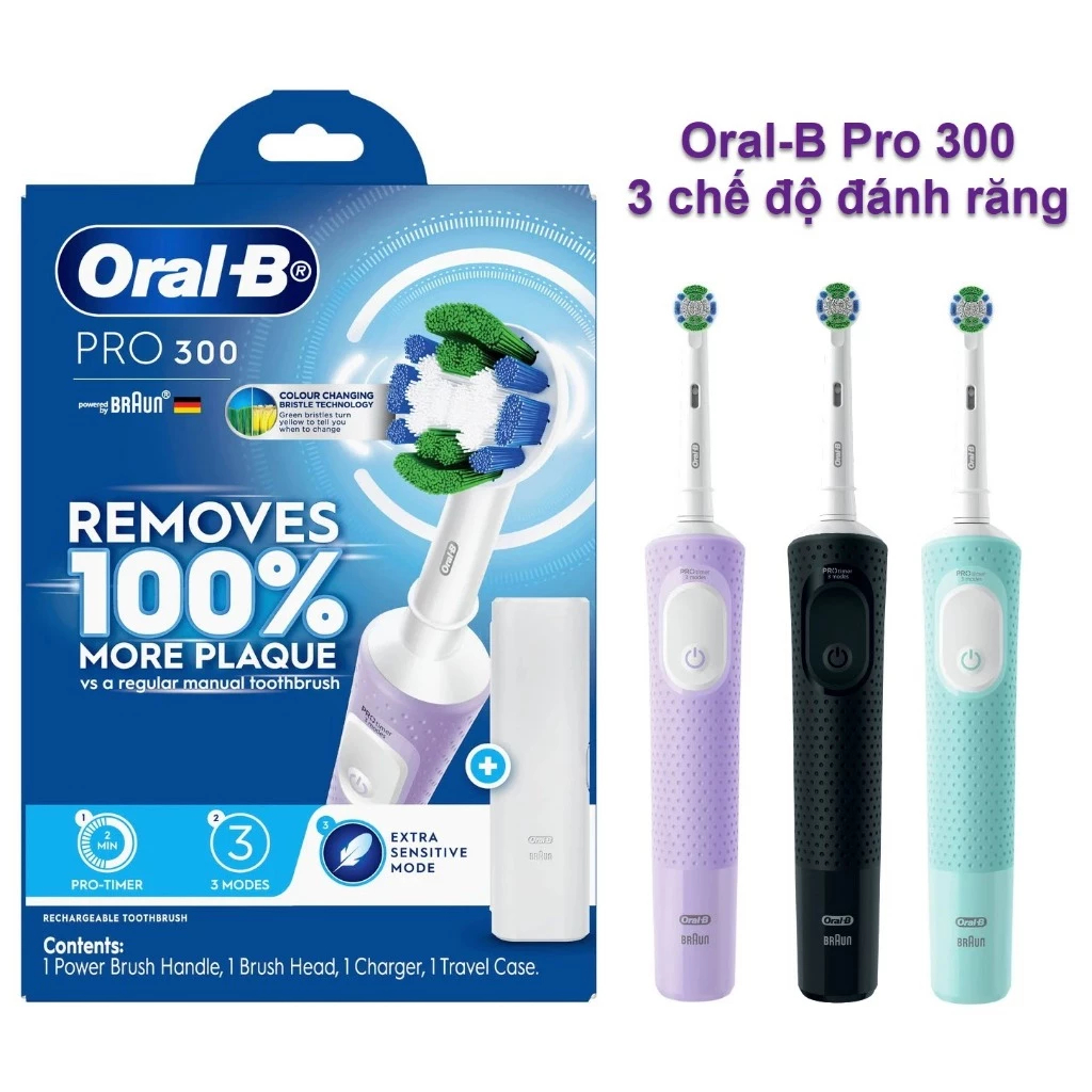 Bàn Chải Điện Oral-B Pro 300 - 3 Chế Độ Cho Răng Siêu Nhạy Cảm
