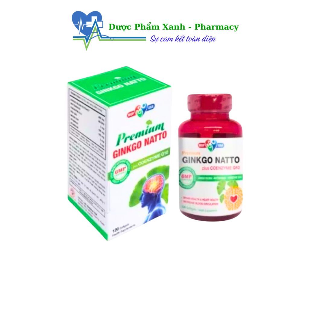 Ginkgo Natto Plus Coenzyme Q10 Giúp hỗ trợ hoạt huyết, tăng cường lưu thông máu - Lọ 120 viên
