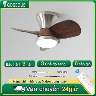 Quạt trần mini 24inch có đèn LED 3chế độ kèm điều khiển 6 tốc độ gió có hẹn giờ động cơ DC đảo chiều 