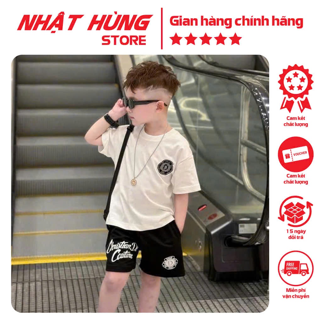 Bộ quần áo cho bé trai hình CHRIC ĐI OR COUTURE , set áo phông quần short trẻ em hiệu Nhật Hùng size