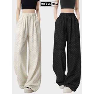 Quần Đũi Suông Ống Rộng Misoul Mall Hoạ Tiết Chấm Bi BigSize, Quần Suông Ống Rộng Cạp Chun 424