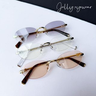  Kính râm không viền Y2K dáng oval Miuu Miiiu Kính mát không gọng nam nữ dáng tròn thầy bói 
