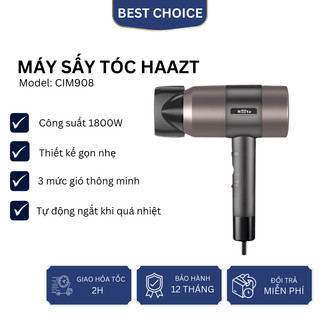 Máy sấy tóc Haatz CIM908 công suất 1800W 2 chiều nóng lạnh 3 mức gió thông minh, an toàn khi sử dụng