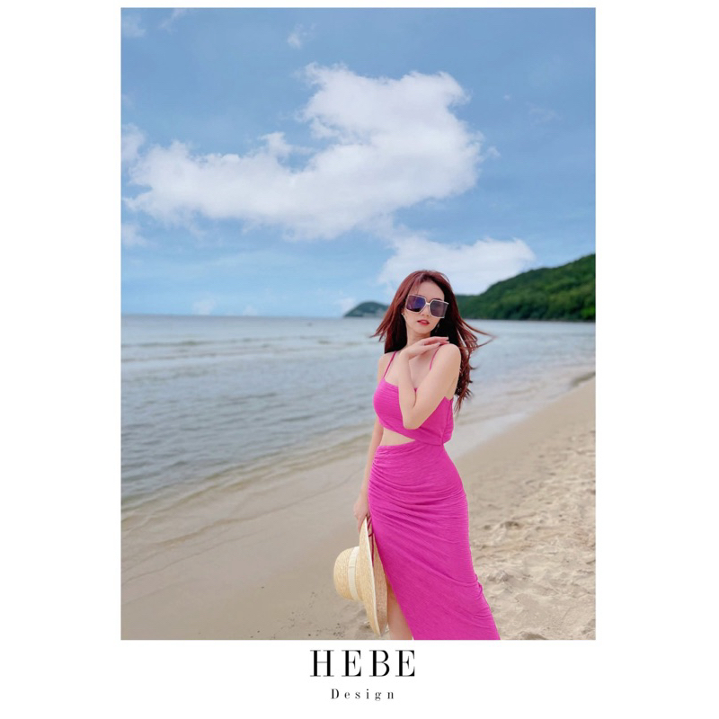 Đầm khoét eo thiết kế dây rút Hebe design