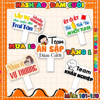 Hashtag đám cưới cầm tay chụp ảnh Hadana kích thước 30cm mua 10 tặng 1 tặng kèm cán cầm và keo dán mẫu 101-150