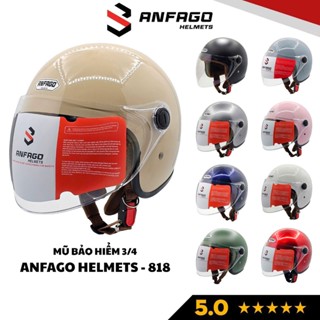 Mũ bảo hiểm 3/4 đầu có kính ANFAGO HELMETS - 818 an toàn, kính dài che cả mặt, nhiều màu cho cả nam và nữ