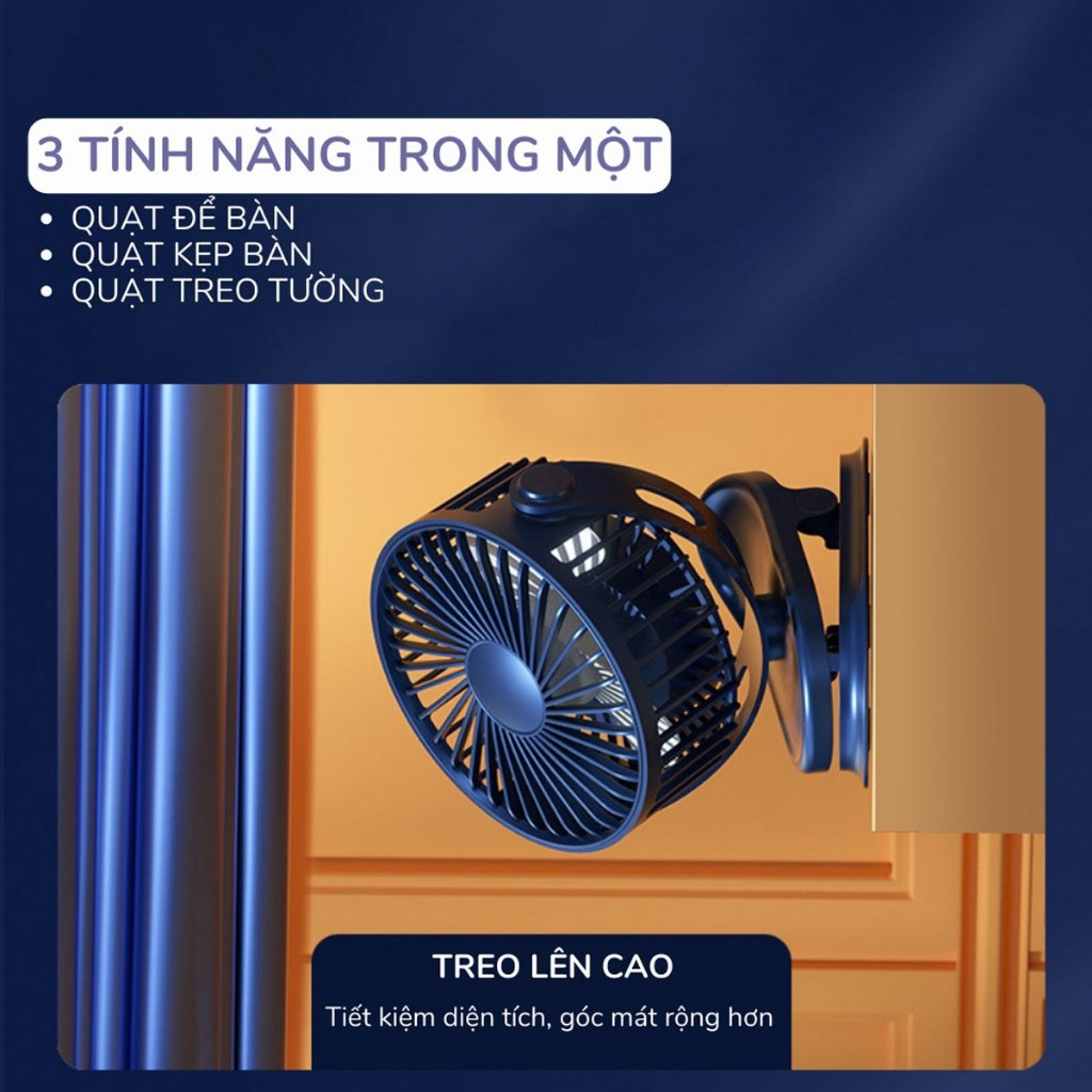 Quạt Tích Điện Mini Kẹp Bàn Văn Phòng, Đèn LED, Pin Trâu Cao Cấp – Quạt Để Bàn Tiện Dụng Sạc Type-C | BigBuy360 - bigbuy360.vn