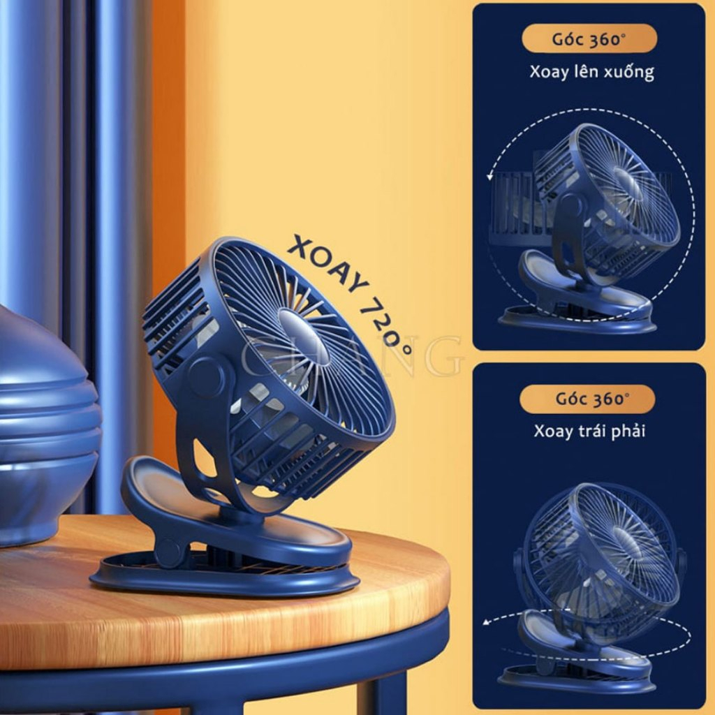 Quạt Tích Điện Mini Kẹp Bàn Văn Phòng, Đèn LED, Pin Trâu Cao Cấp – Quạt Để Bàn Tiện Dụng Sạc Type-C | BigBuy360 - bigbuy360.vn