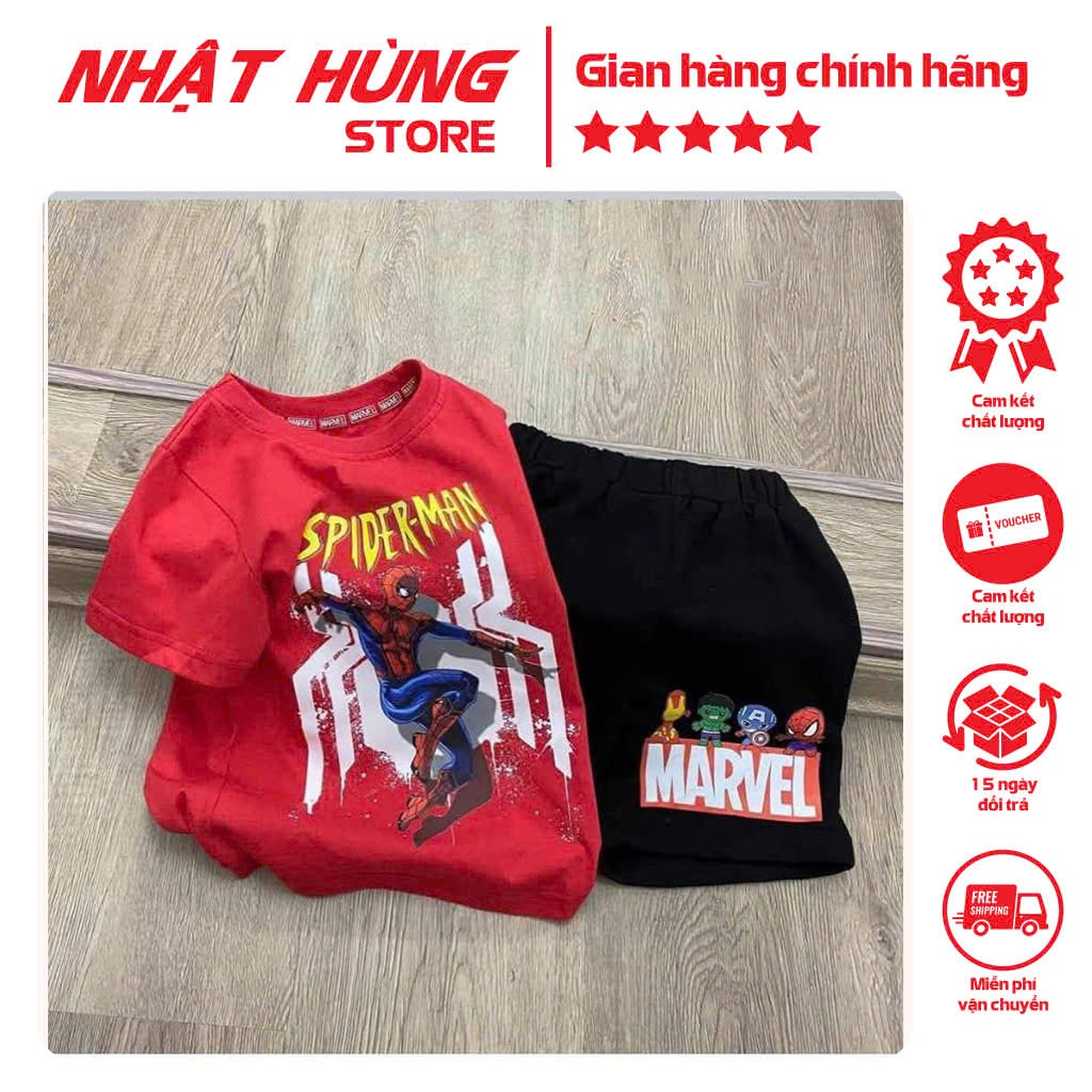 Bộ quần áo cho bé trai hình in SIÊU NHÂN, set áo phông quần short trẻ em hiệu Nhật Hùng size từ 10-6