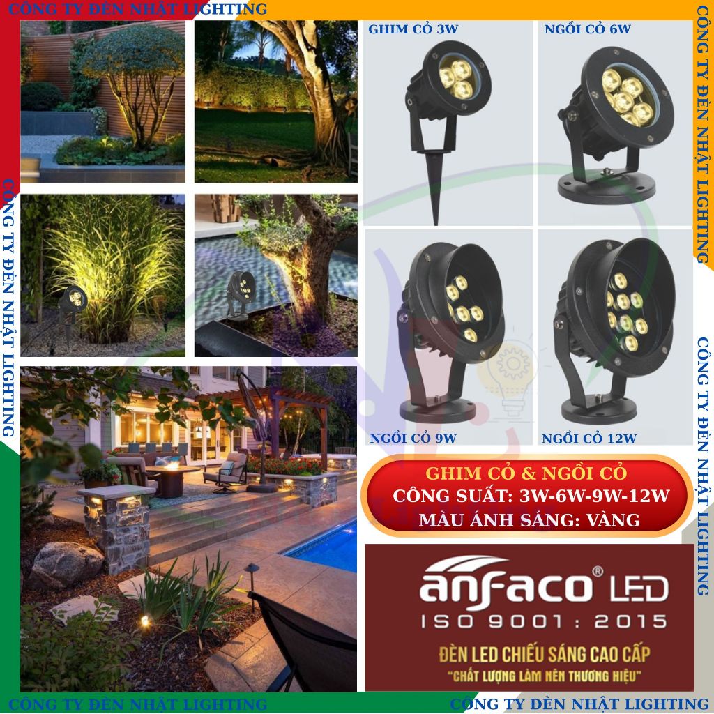 [CTY NHẬT LIGHTING] Đèn ghim cỏ ANFACO 3W lắp sân vườn, lối đi, khu nghỉ dưỡng - New 05.26