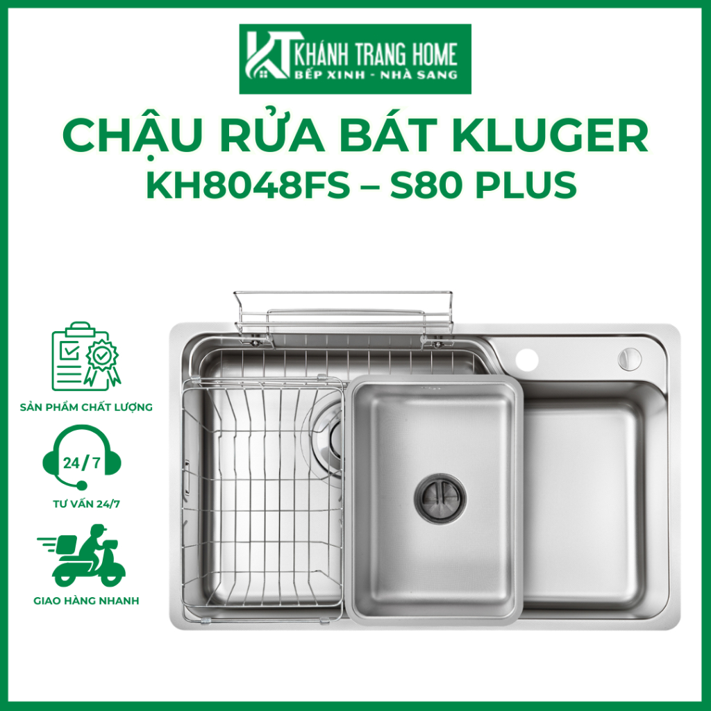 Chậu rửa bát KLUGER KH8048FS – S80 Plus chất liệu kháng xước dễ dàng vệ sinh - Khánh Trang Home