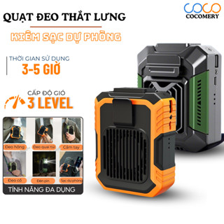 Quạt Tích Điện Kiêm Sạc Dự Phòng Đeo Thắt Lưng. Quạt Đeo Thắt Lưng Có Đèn Tích Hợp Sạc Dự Phòng