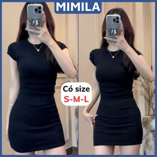 [CÓ SIZE] Váy Body Ngắn Liền Thân Cộc Tay MIMILA Đầm Ôm Dáng Nhún Eo Chất Thun Gân Chính Phẩm - MBD148