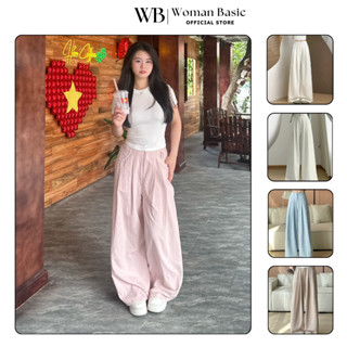 Quần dài nữ ống rộng cạp chun phối khuy chất lụa băng QD24, Quần dài nữ nhiều màu xếp ly bigsize mặc đi chơi đi hoc