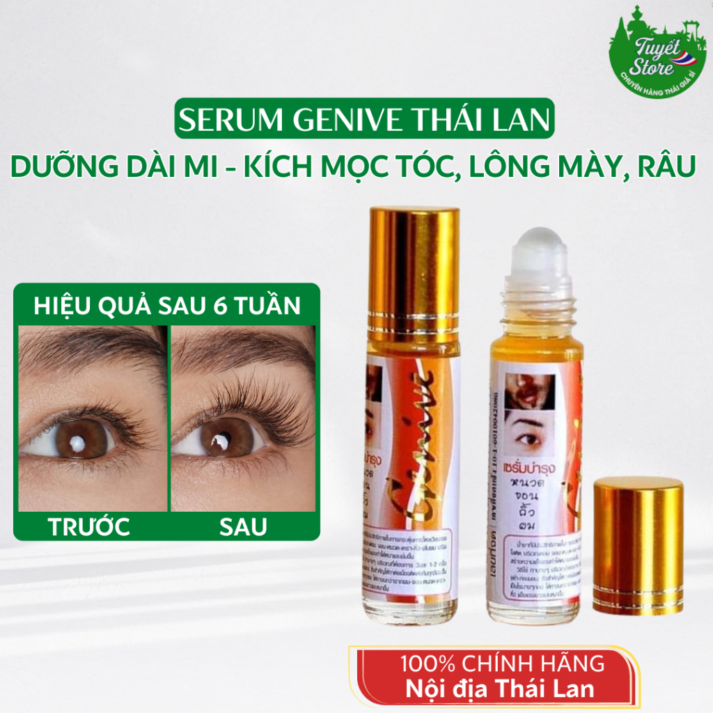 Serum dưỡng dài mi, mọc lông mày Genive Thái Lan 10ml, Tinh chất dưỡng mi, kích mọc tóc, lông mày, mọc râu Thái Lan