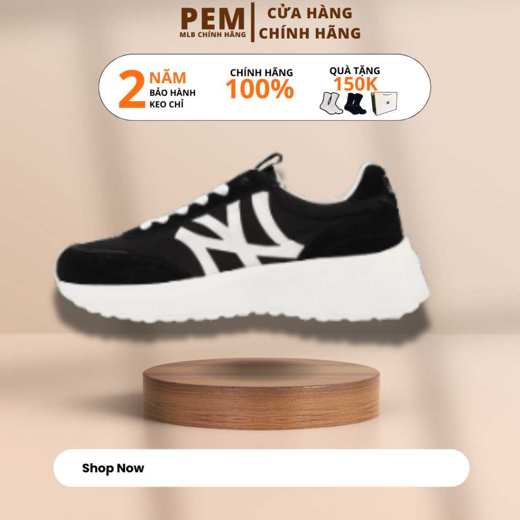 [CHÍNH HÃNG] Giày MLB CHUNKY JOGGER đen trắng chính hãng GIÁ TỐT, fake đền X5